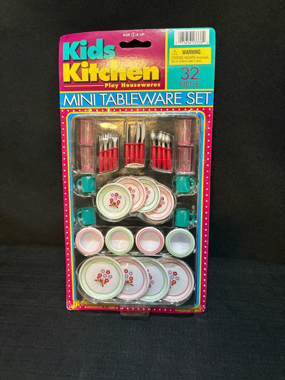 vintage 32-piece kids' kitchen mini tableware and silverware play set By Ja-ru